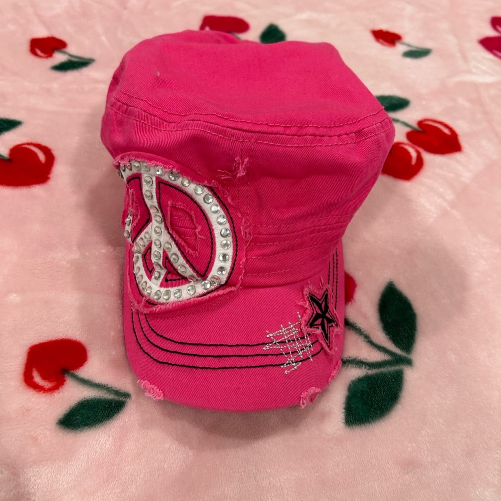 pink blinged out y2k hat